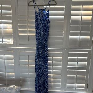 Lilly Pulitzer Blue & White Printed Maxi Jumpsuit